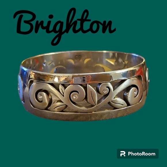 BRIGHTON Silver Plated Chunky Floral Bangle Bracelet - Picture 1 of 6